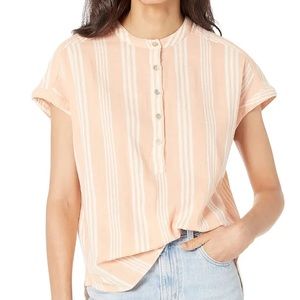 NWT Faherty Dream Cotton Desmond top in Sepia Neutral Stripe - size XS